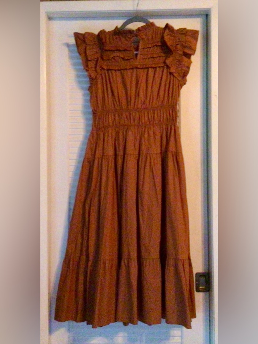 AUREUM / Rust Tiered Ruffle-Sleeve Maxi Dress Sz M - NWT - Picture 3 of 8